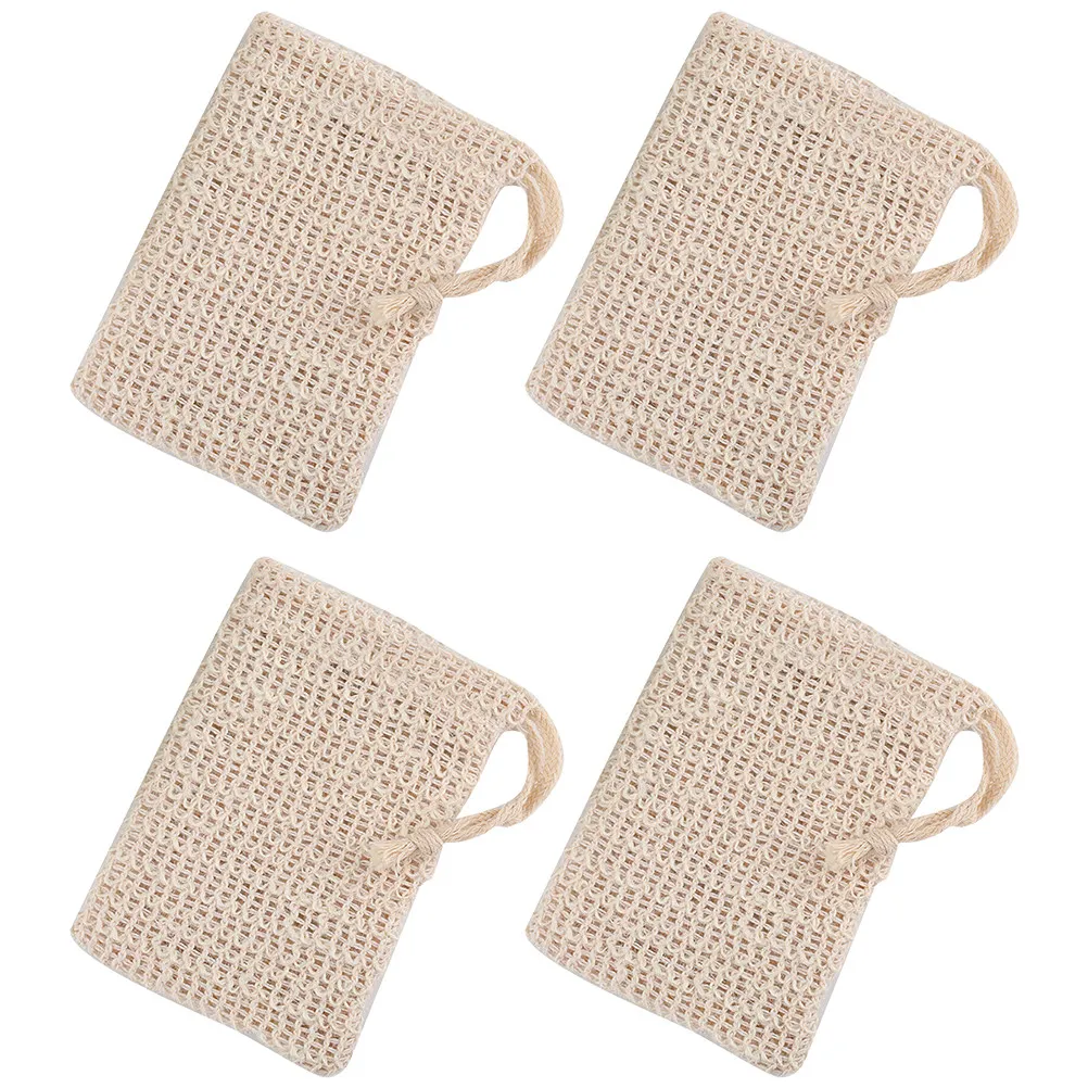 4Pcs Soap Storage Bags Exfoliating Mesh Pouch Drawstring Design Skin Deep Cleaning Comfortable Touch Lather Boost Bath Shower