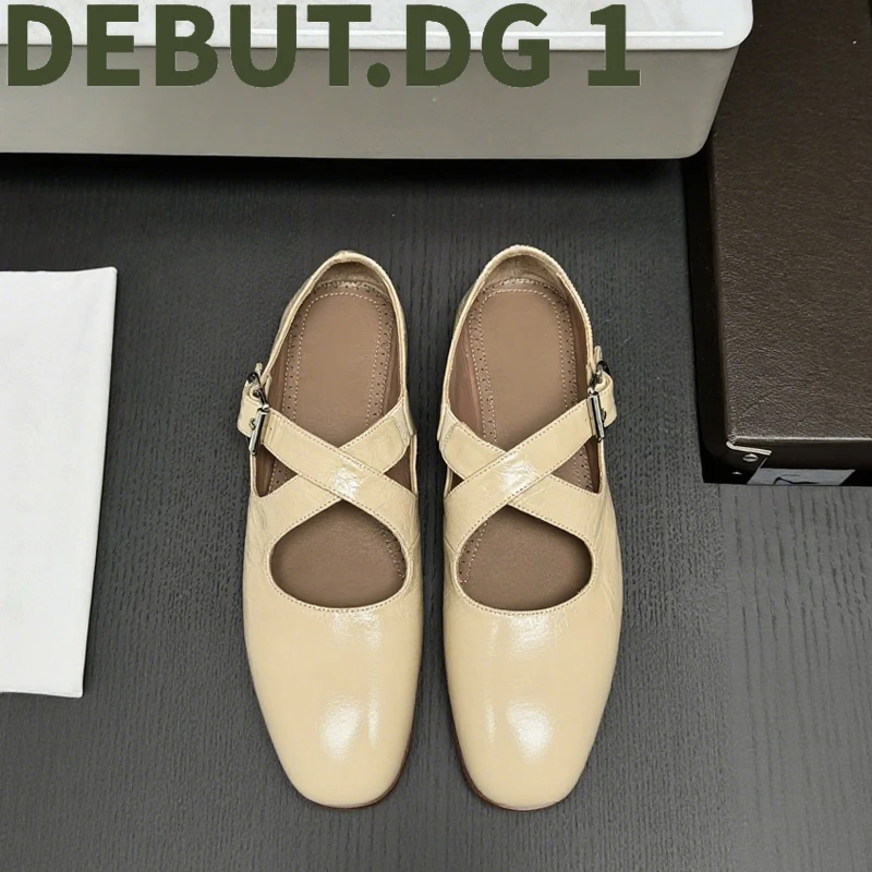 Sweet & Cool Ballet Flats Women Cross-Strap Dance Shoes Genuine Leather Mesh Suede Lambskin Lining Non-Slip Soft Sole