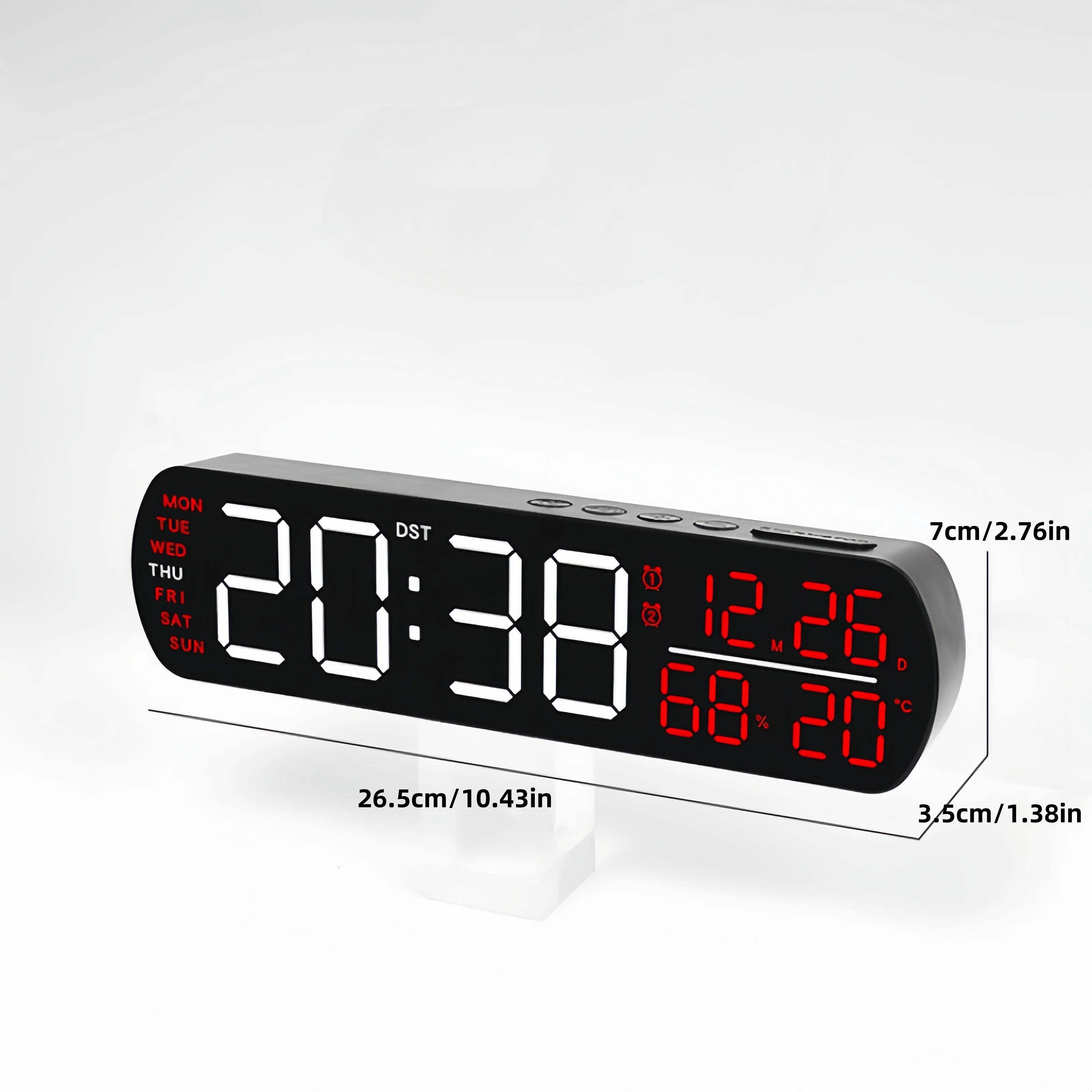 Digitaler Wecker TEMP Luftfeuchtigkeit Datum 2 Alarme Countdown-Timing DST Snooze Tischuhr Auto dimmbar 12/24 Stunden LED-Uhr für Dekor – Detail 1