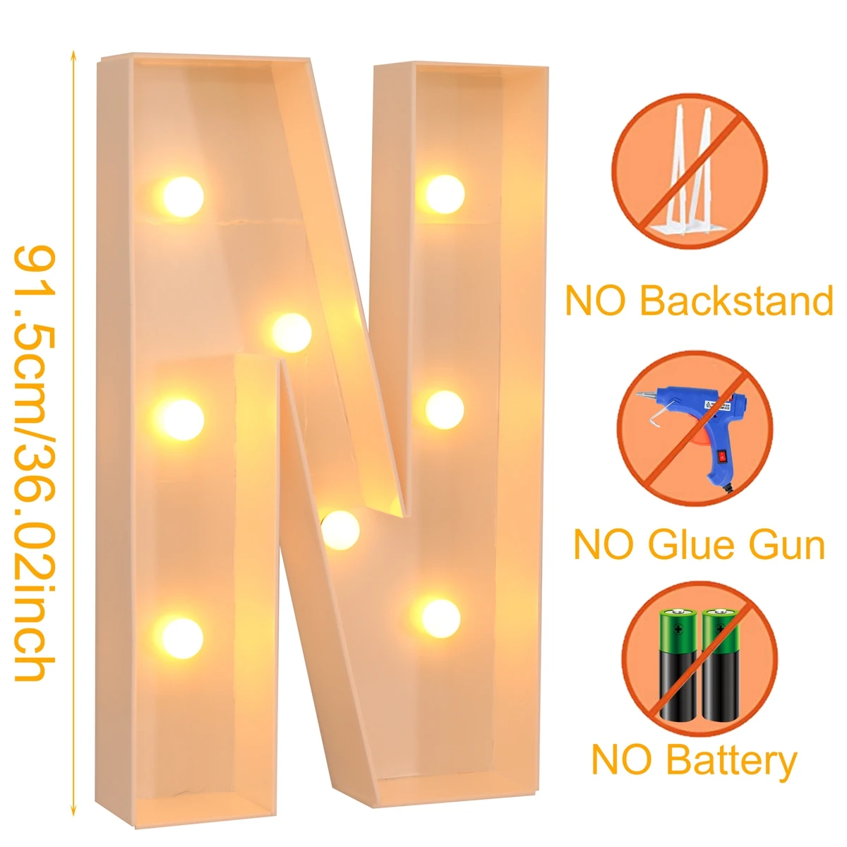91,5 cm gigantische brief led-lichtframedoos babyshower 1e verjaardag bruiloft decor kerst doe-het-zelf naam ballonvuldoos
