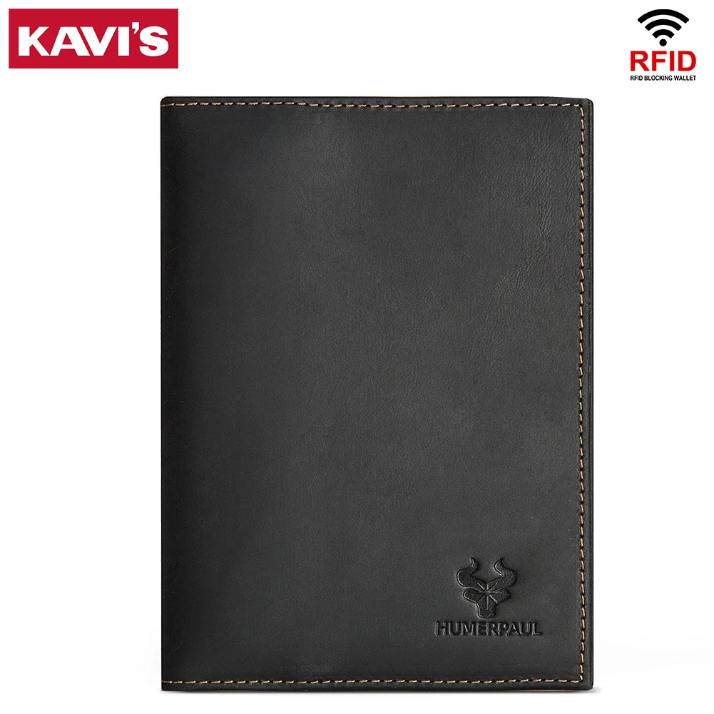 KAVIS Luxurious Anti-Magnetic Wallets Multifunctional New Real Leather Men\'s Ultra-Thin Zipper Billfold Cover Passport Card Bag