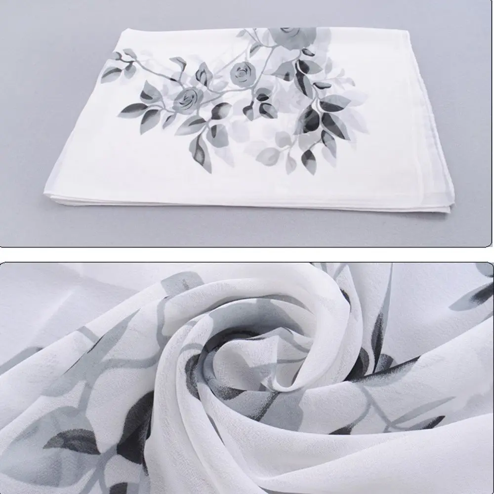 Ladies Fashion Rose Flower Printed Soft Long Scarf Shawl Scarves Chiffon