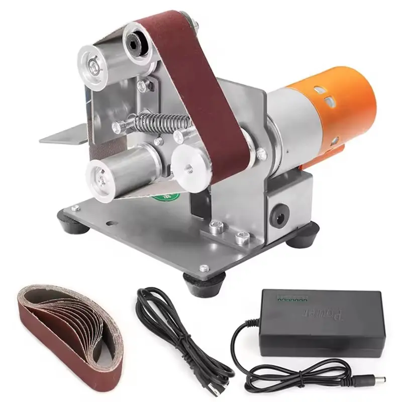 【EFFICIENT 】EU Plug Electric Belt Sander Grinder With 10 Sanding Belts And 7-Speed Adjustment For Efficient DIY Grinding Project