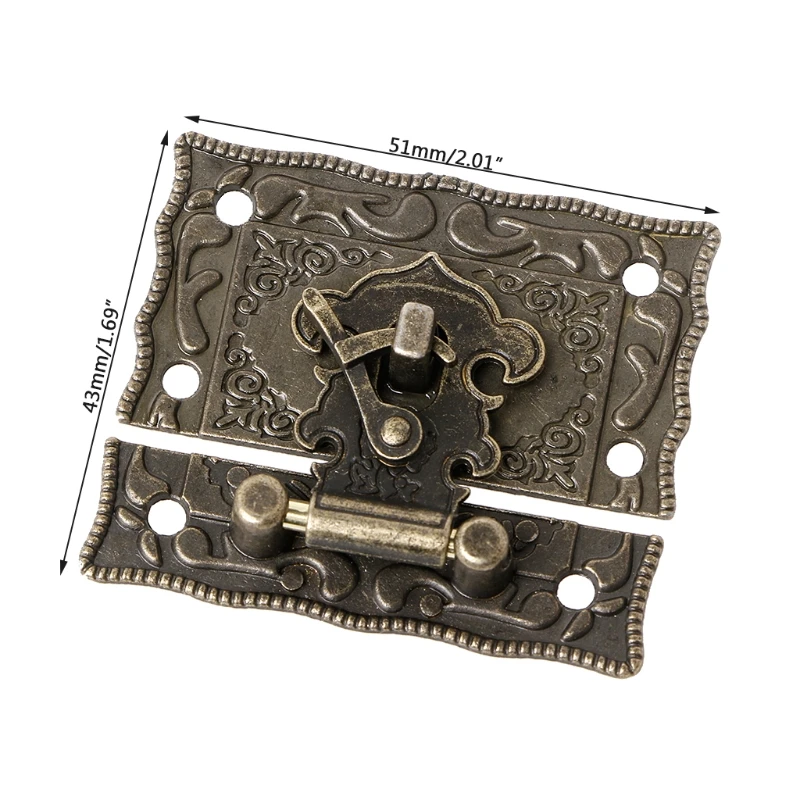 55mm x 47mm Estilo Vintage para pestillo caja madera cerrojo almohadilla pecho bloqueo tono bronce Drop Shipping