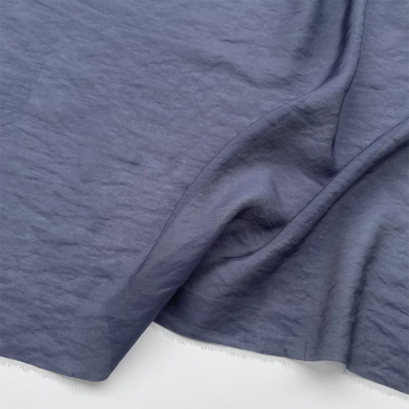 Fabric Island Solid Color Semi-Transparent Dark Gray Blue Pearlescent Silk, Linen, Tencel, Linen Fashion Fabric Hanfu Ancient St