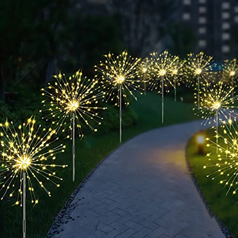 NONE LED Solar Feuerwerk Lichter Garten Dekoration Lichterkette Wasserdichte Outdoor Löwenzahn Rasen Lampe für Garten Landschaft Rasen Dekor 4