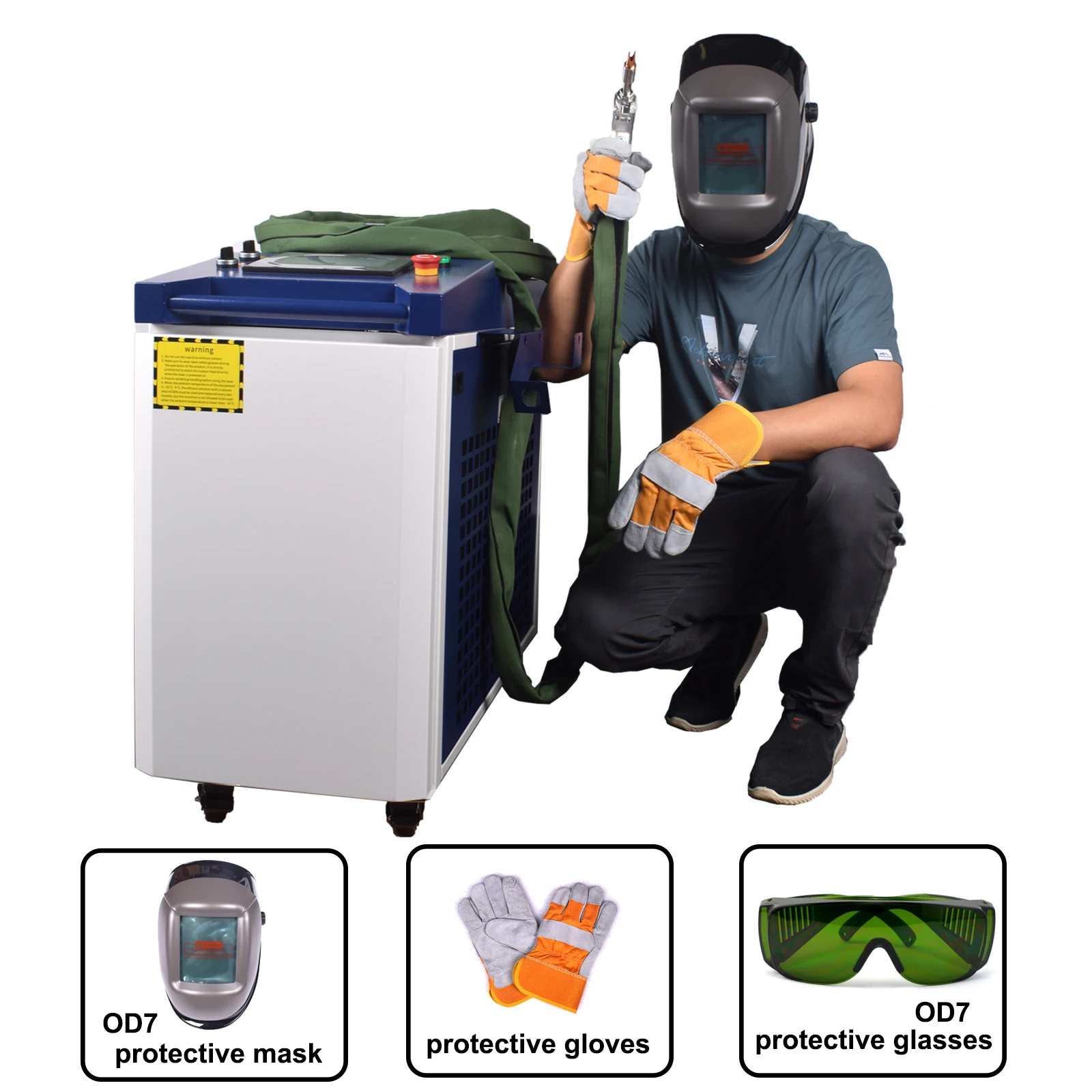 1500W Raycus Fiber Laser Welding Machine 4 in 1 Handheld Laser Welder Cleaning Cutting Soldering OD7 Protective Mask  for Metal