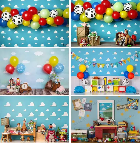 Toile de fond de photographie Disney Toy Story, décor personnalisé, affiche de bannière, toile de fond de photomaton, baby shower, anniversaire de garçon