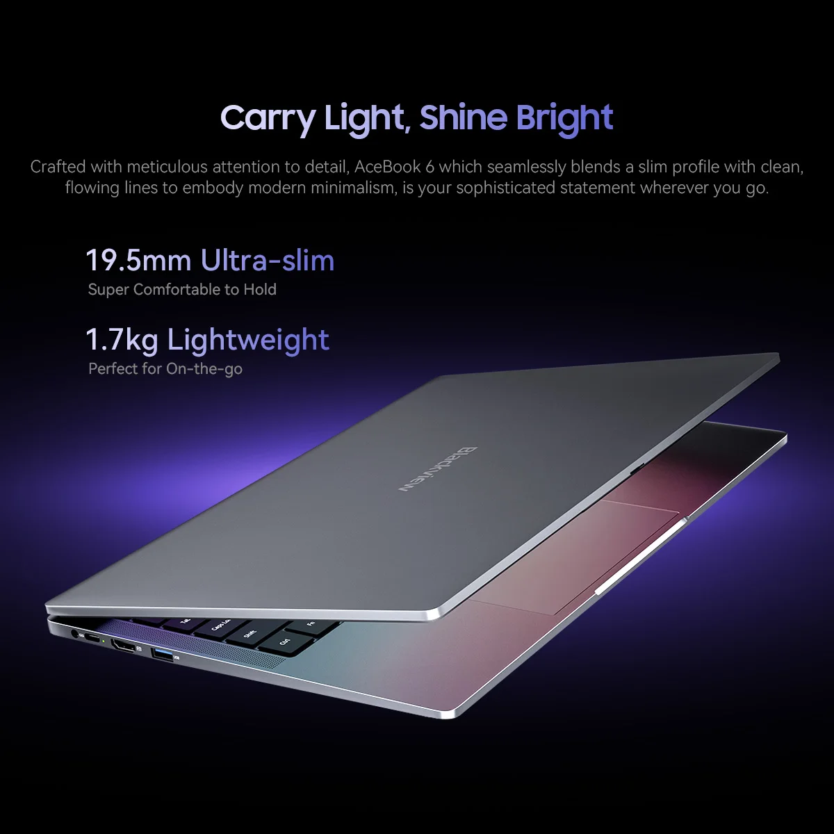 كمبيوتر محمول Blackview AceBook 6 بشاشة 15.6 بوصة FHD + IPS Intel Twin Lake N150 CPU 16GB DDR4 512GB SSD 36Wh بطارية Windows 11 Notebook