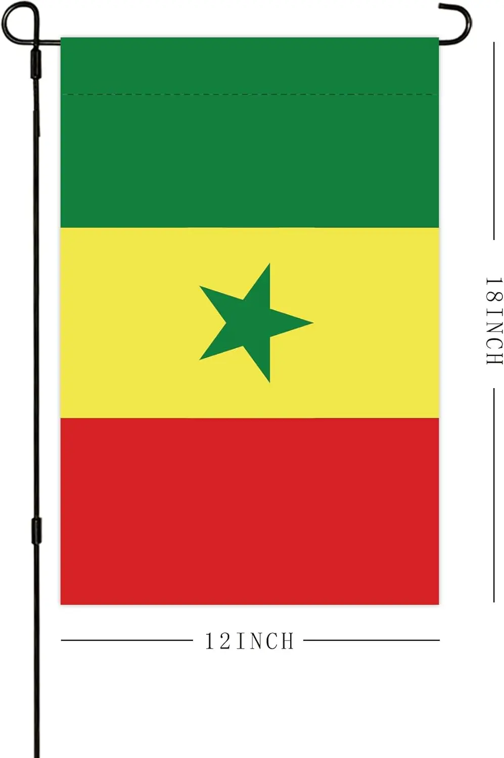 Senegal Garden Flag 12x18 Inch Double Sided Africa Flags with Vivid Color for Yard Lawn Garden Decor, Home Decorative Flags Bann