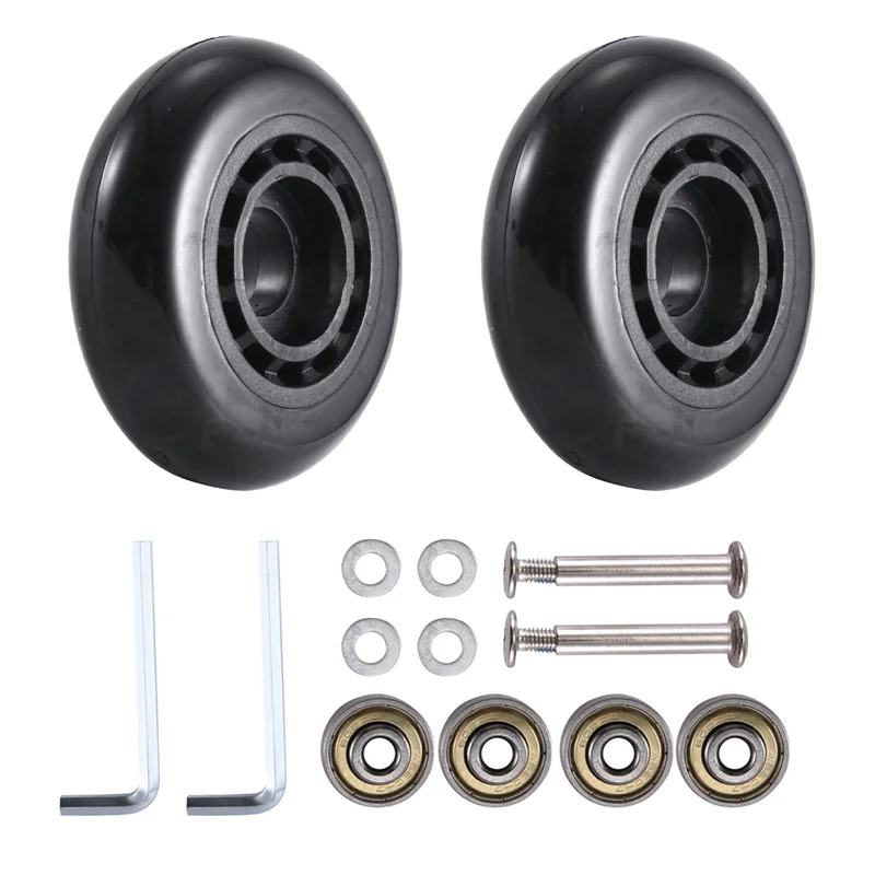 A95G 2X Luggage Suitcase Wheels Replacement Kit 60X18mm Environmentally Friendly PU Carbon Steel Bearings Repair Suitcase