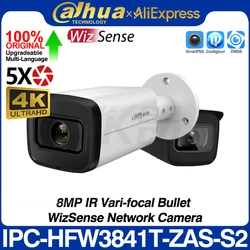 Dahua Original IPC-HFW3841T-ZAS-S2 8MP 4K 5X Zoom Bullet WizSense Network IP Camera IR 60M MIC SD Slot IVS SMD4.0 AISSA POE IK10