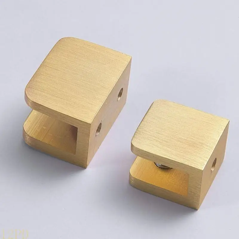 12PD 2lots Stable Copper Glass Clamps Adjustable Shelf Brackets For Wine Cabinet Display Case Organizers