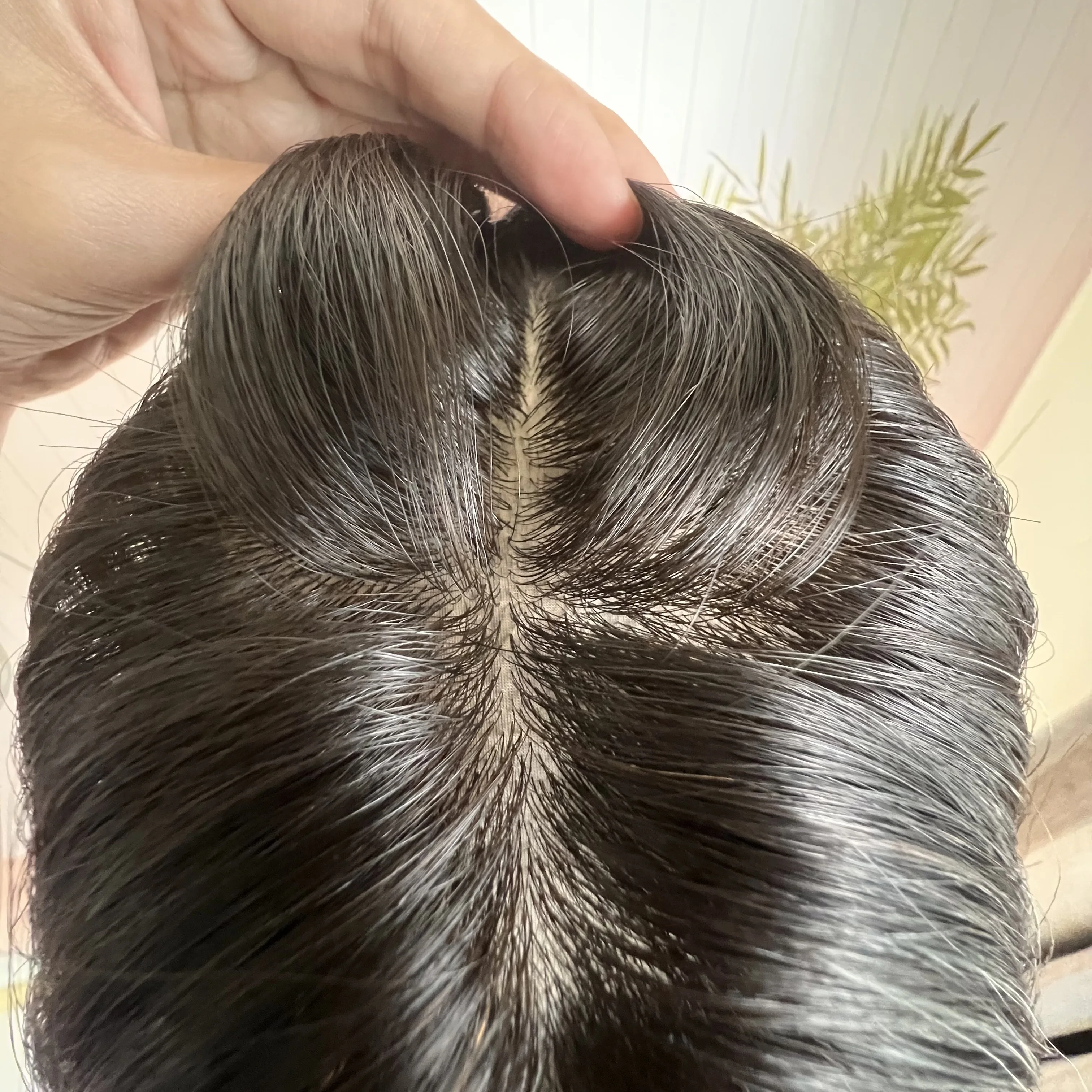 Peluca de cabello humano con cierre superior de seda para mujer, postizo de encaje Frontal de 13x4/13x6, color marrón, ttransparente, HD, n. ° 2, recto oscuro