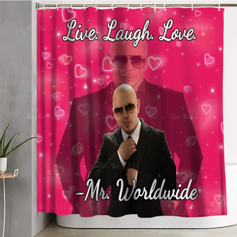 Hippie Hip Hop Pop Mr. Pit Bull Says To Be Happy Shower Curtain By Ho Me Lili For Bathroom Decor