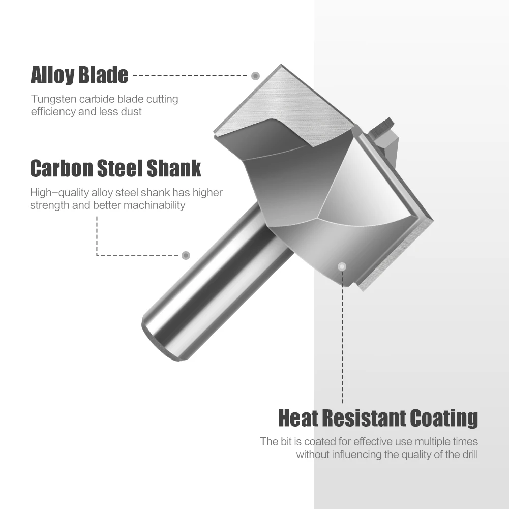 1 buah Router pembersih tiga titik 12mm 1/2 ", Router penggali Bit bawah Slot