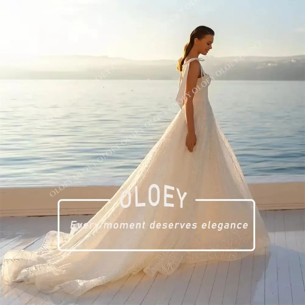 OLOEY Luxury Beaded Lace Wedding Dress Sweetheart Neck A-Line 2027 Bridal Gown Customized Sweep Train Robe De Mariage