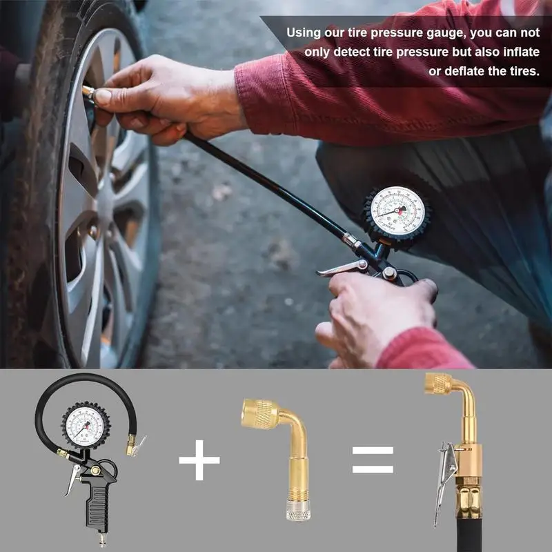 Air Pressure Gauge For Tires Tire Pressure Reader Automatic Heavy-Duty Portable Compressor Accessory Adapter Nozzle For RV Bike