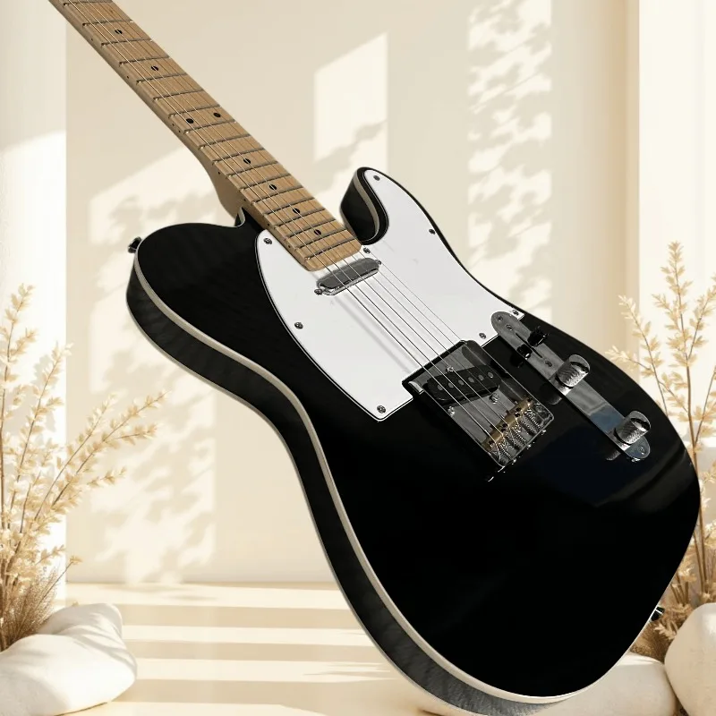 Hot Sales TL Style Electric Guitar Black High Gloss Body Maple Fretboard Single Pickup Configuration Vintage 6 String Guitar