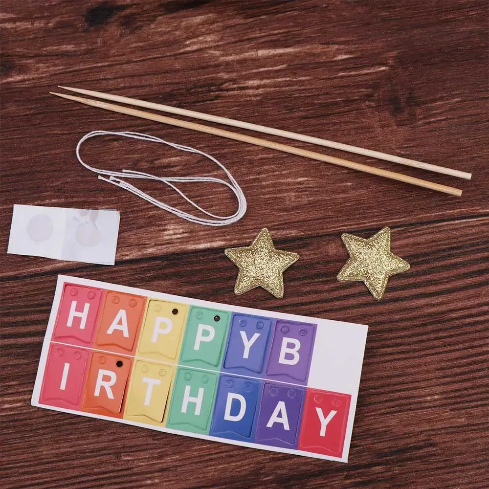 Pennant Colorful Cake Topper Cute Handmade Cake Banner Paper DIY Happy Birthday Cake Decor Baby Shower Decor