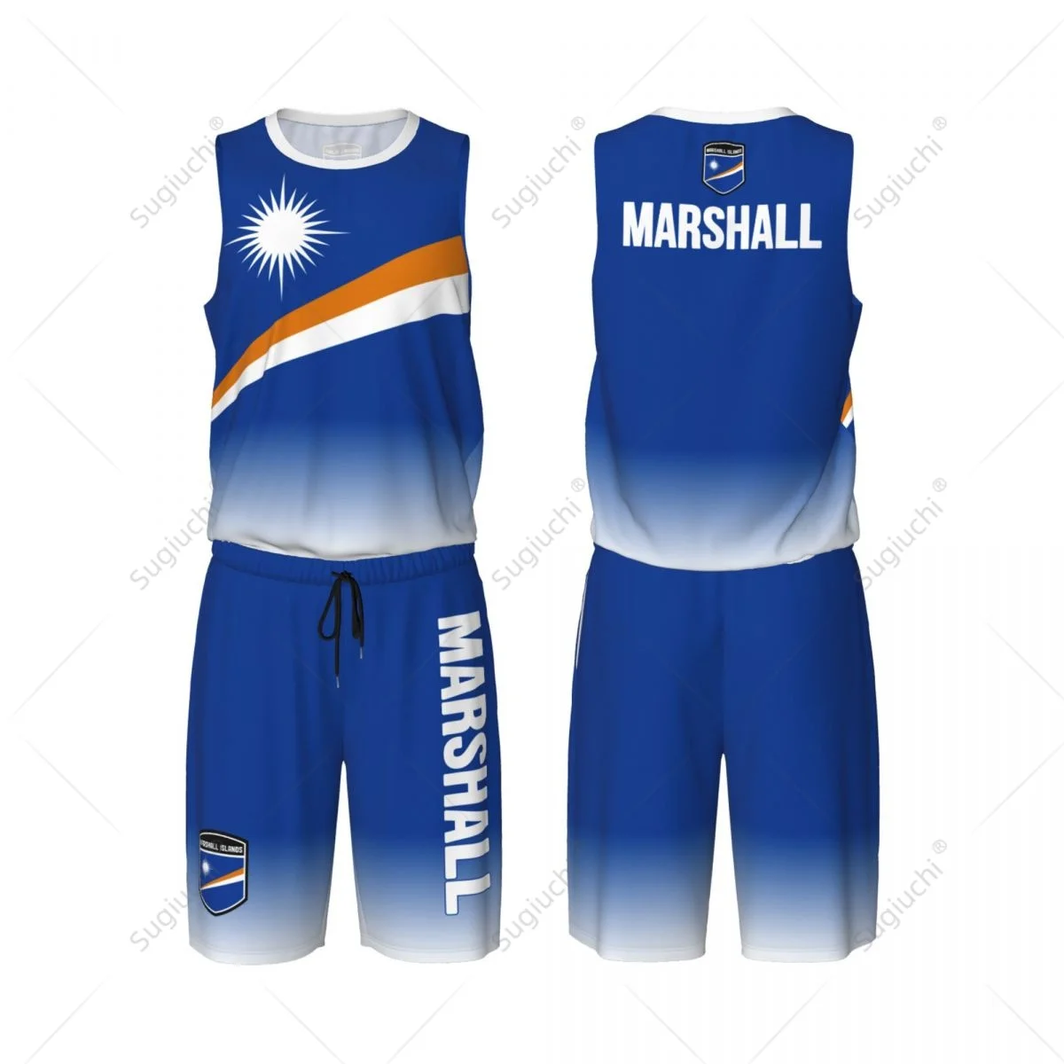 

Мужской комплект баскетбольной формы с флагом Маршалловских островов: сетчатая майка и штаны без рукавов, эксклюзивный дизайн, с возможностью нанесения индивидуального имени и номера, унисекс.
