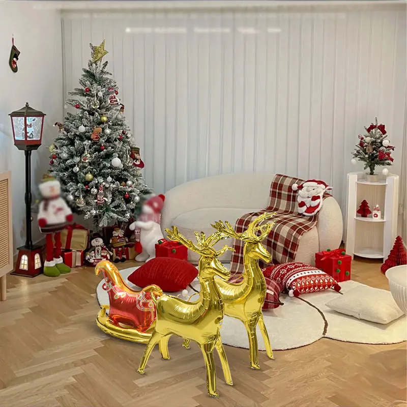 3Pcs 3D Christmas Elk Foil Balloons Christmas Decortion for Home Xmas Helium Balloon Decor Kid Toy Gift New Year Navidad 2022