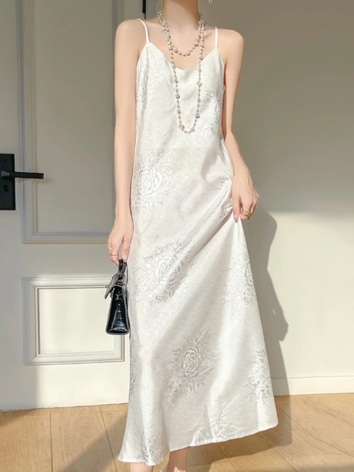 Ele cetim ter dr feminino primavera verão cintura alta saia longa emagrecimento acetato vestido de impressão floral para jovens adultos