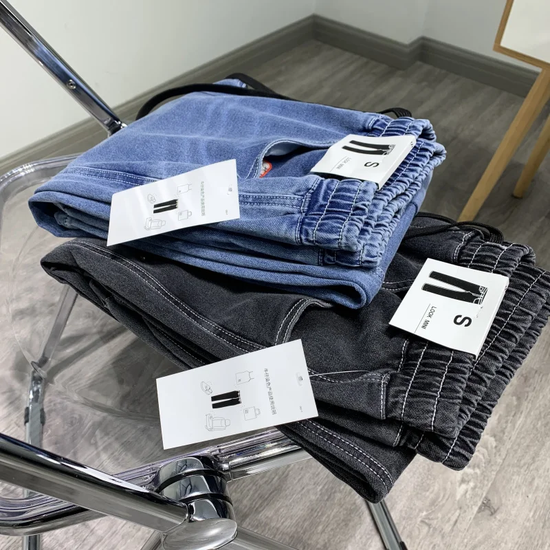 

Heavyweight Recommendation! Knitted Denim! Men's Versatile Casual Elastic Waist Jeans Long Pants Faion Urban Leisure