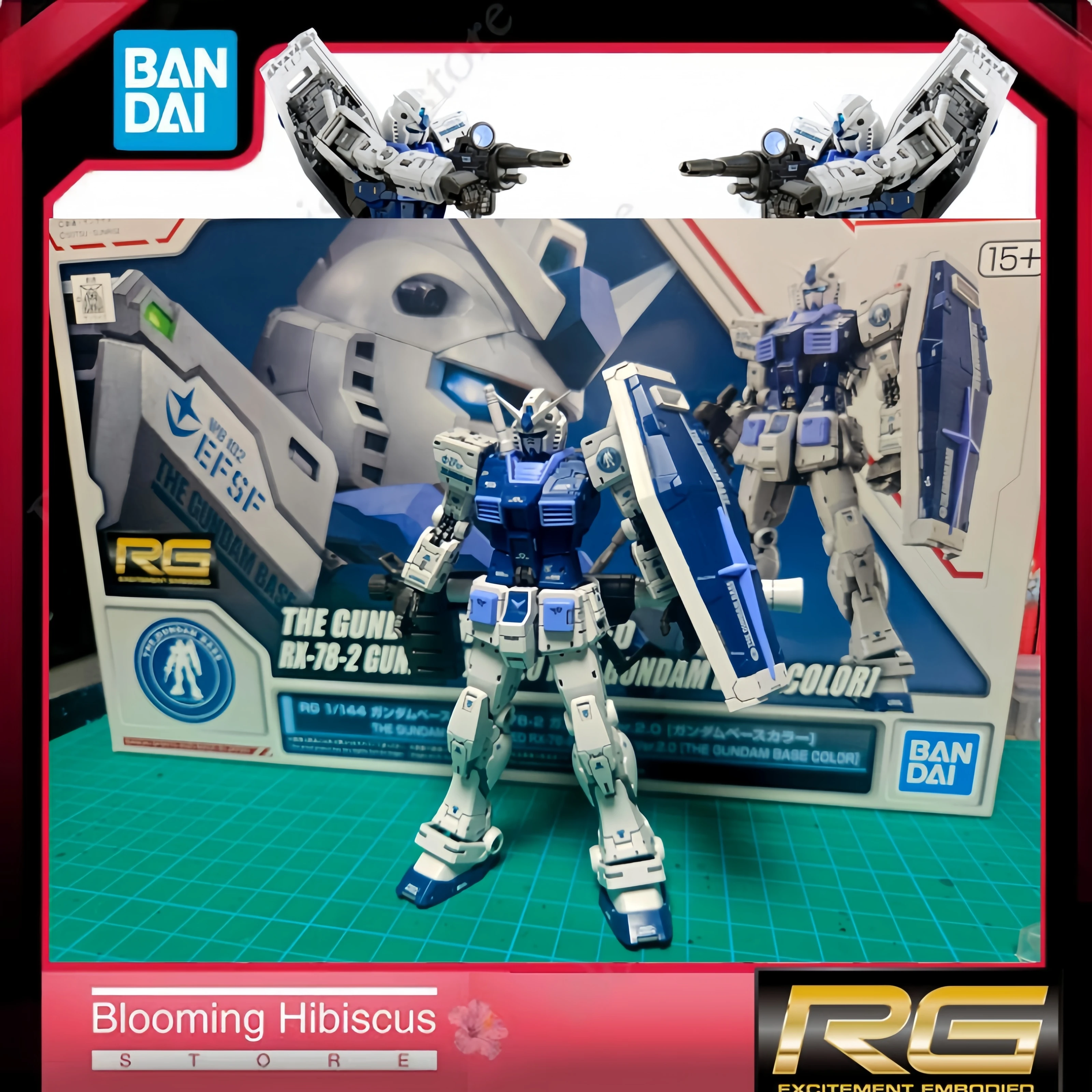 

Original Bandai RG 1/144 RX-78-2 Gundam Ver.2.0 The Gundam Base Color Limited Edition Gunpal Assembly Model Kit Action Figure