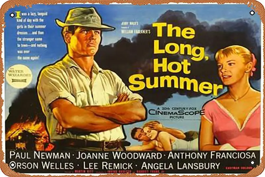 Metal Tin Sign 8 X 12 Inch - The Long, Hot Summer, UK Movie Poster, 1958 - Poster Metal Plaque Cafe, Bar, Home Wall Decor,  sign