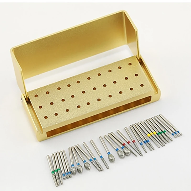 PIORPOY Dental Diamond Burs 30Pcs/Set for High Speed Handpiece Burs 1.6MM Handpiece Turbine+Burs Placement Box Dental Dropship