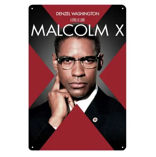 Malcom X Denzel Washington Movie Metal Poster Tin Sign 20x30cm