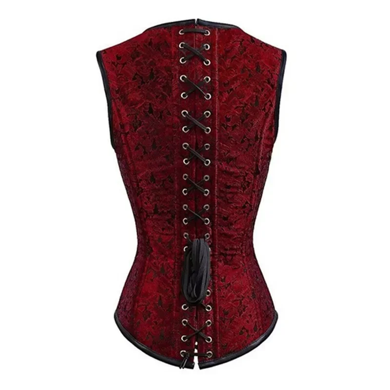 Steampunk Corset Top Shoulder Straps Overbust Bustier Vest Plus Size Jacquard Women Vintage Victorian Gothic Costume Black