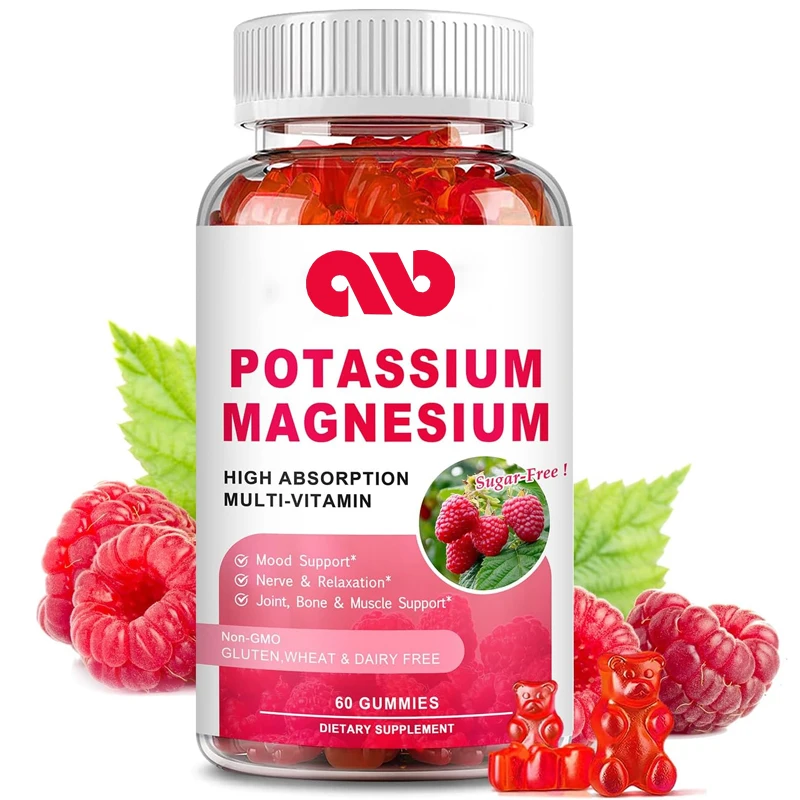 Potassium magnesium supplement gummies for bone and muscle relaxation, emotional and energy support