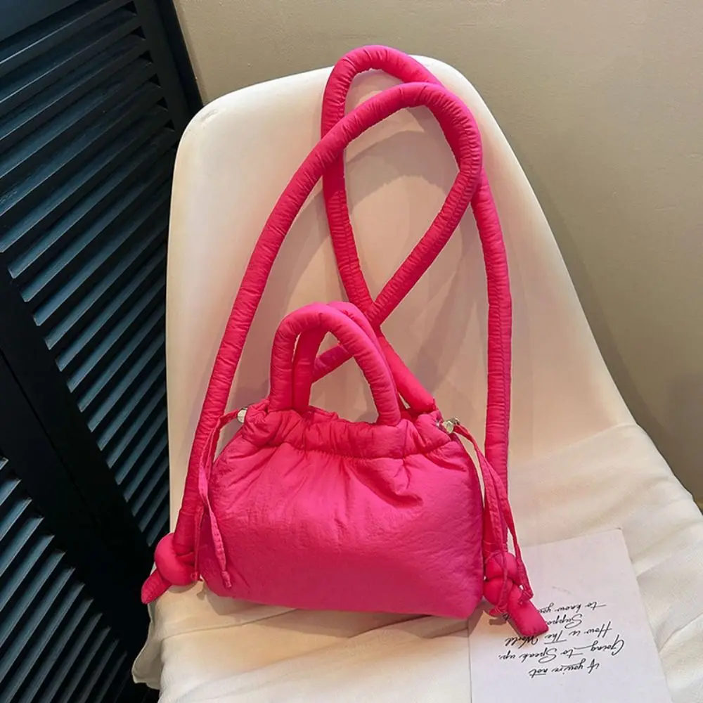 Bolso de mano con cordón de Color sólido, mochila acolchada de nailon de gran capacidad, suave, cruzada, de doble propósito, para viaje