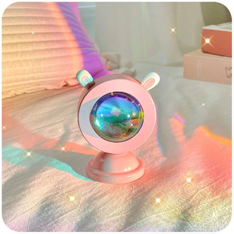 AT51-Lampu Matahari Terbenam Kartun Lampu Pelangi Lampu Isi Mini Hadiah Lampu Malam USB