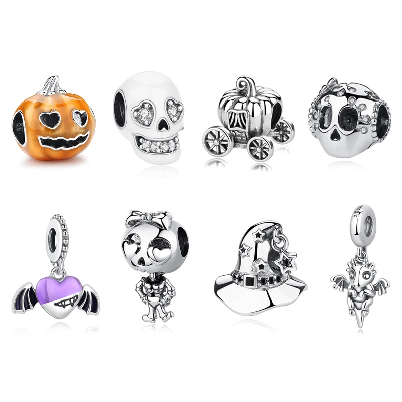 

Original 925 Sterling Silver Charms Beads Wizard Hat Dragon Charm Halloween Fit Pandora Bracelets Necklaces Women DIY Jewelry