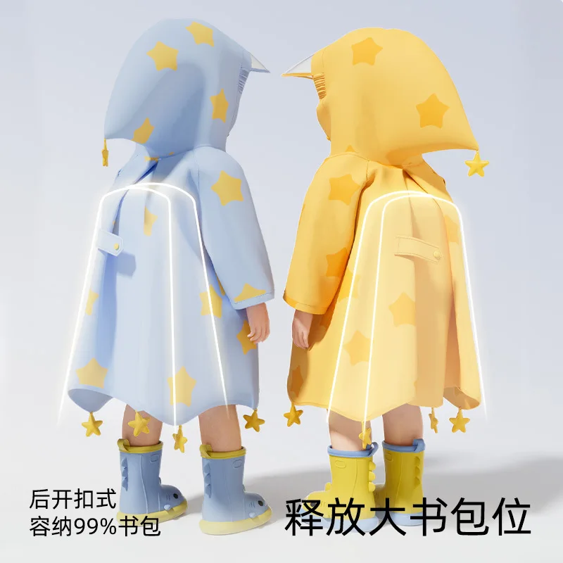 

raincoat 2026 new waterproof lightweight soft kindergarten with backpack compartment for little babies to wear outerwear