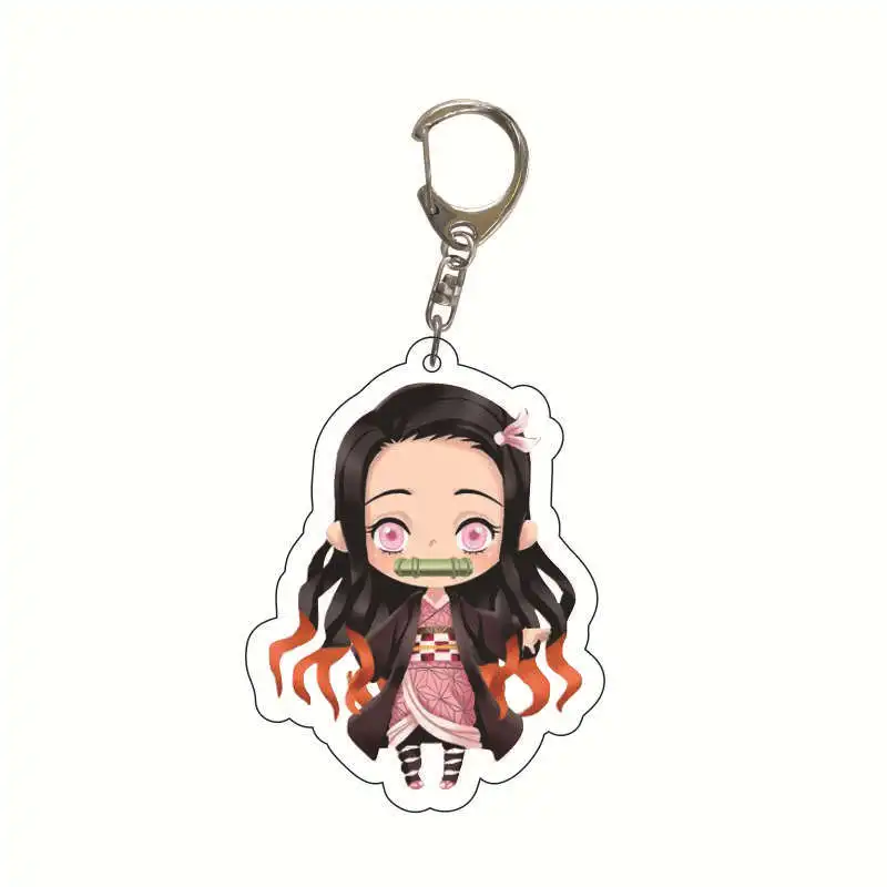 شيطان القاتل أنيمي سلسلة مفاتيح مصنوعة من الأكريليك كامادو تانجيرو Nezuko Agatsuma Zenitsu حقيبة طالب قلادة ساحرة تأثيري اكسسوارات هدية #4