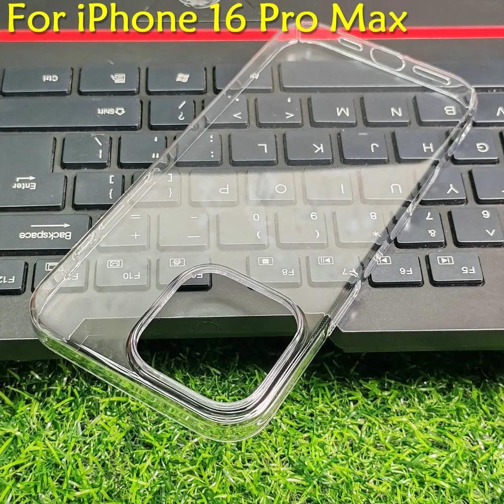 Apple iPhone 16 için Pro Max durumda kristal sert PC tam kapak iPhone 16 artı temizle kamera geri kabuk korumak