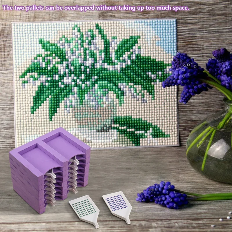 Organizador De Bandeja De Pintura De Diamante, Kits De Ferramentas De Pintura, Acessórios Roxos, 16 Slots