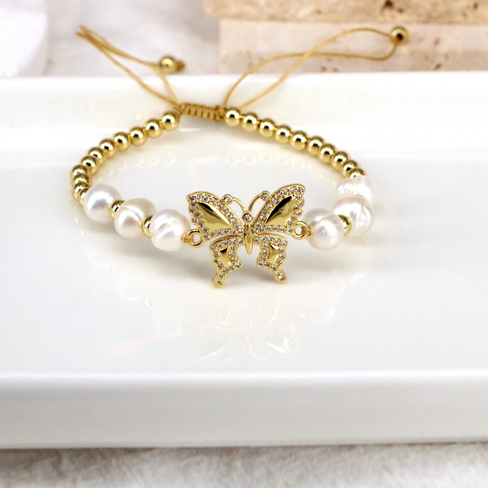 5PCS, 2023 Virgin Mary Bracelets Natural Freshwater Pearl Beaded Handmade Butterfly / Eye Heart Rope Charm Bracelet For Girl