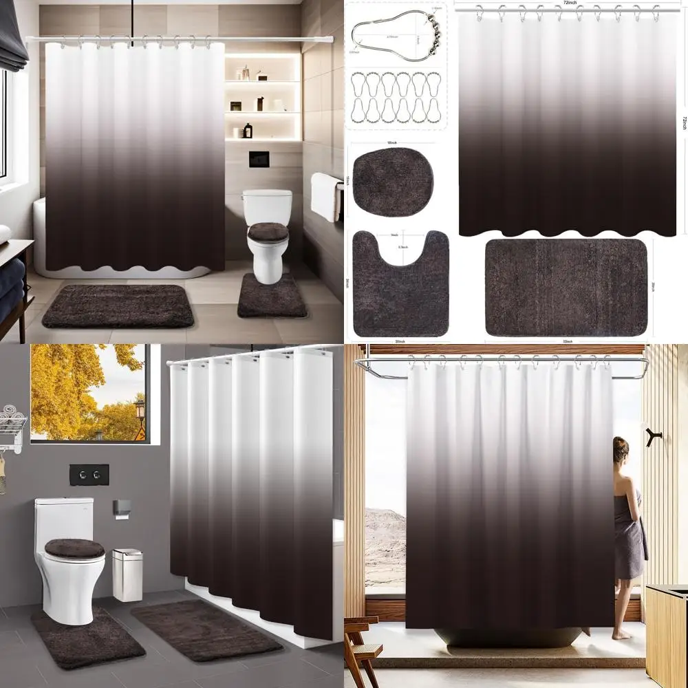 

Luxury Shower Curtain Set with Bath Mat and Toilet Cover for Elegant Bathroom Decor