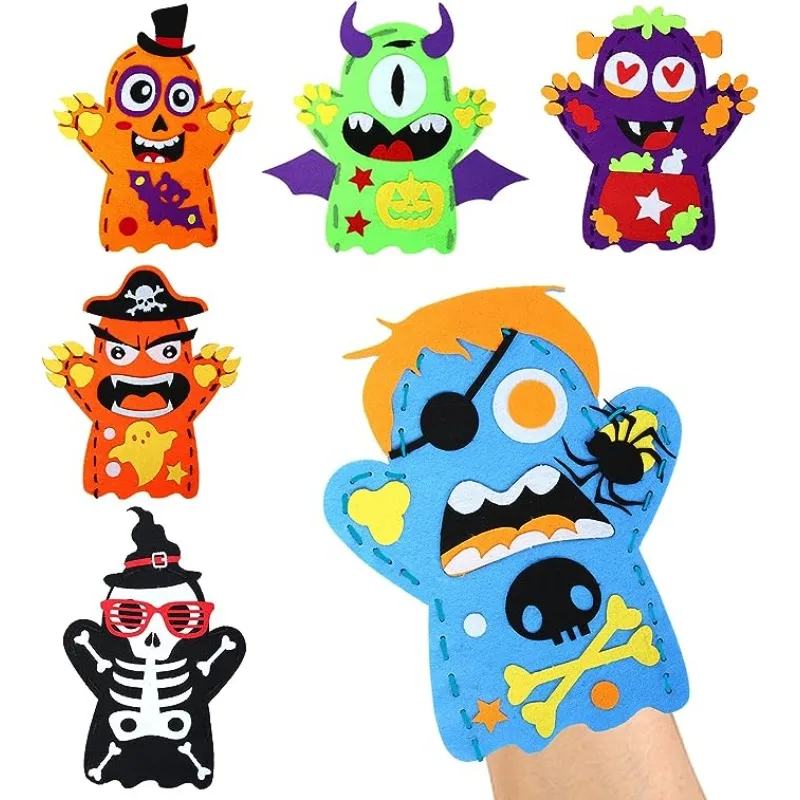 Halloween Hand Puppet Crafts Kit Felt Glove DIY Making Kit Toddler Activities Story Telling Pretend Play Party Favors Toys