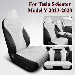 Per Tesla Model Y 2024-2020 coprisedili per auto cuscino protettivo per sedile in pelle scamosciata traspirante per tutte le stagioni con cuscino per bracciolo modello a 5 posti Y