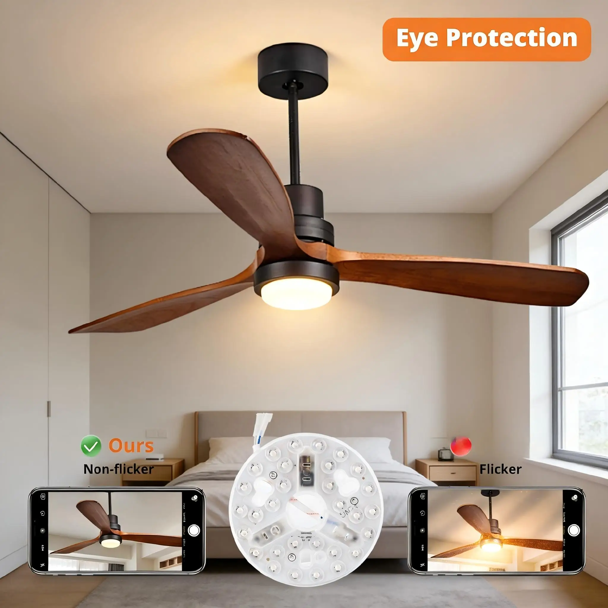 LED Ceiling Fan Light Source Kit 5.3 Inch 15W 3CCT 3 Color Dimmable Round Panel Replacement Lamp Module Multifunctional 95-265V - view 4