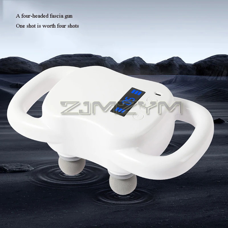 آلة تدليك محمولة بأربعة رؤوس، محمولة خفيفة الوزن، مدلك عضلات الأنسجة العميقة، مسدس تدليك الكتف والعجل