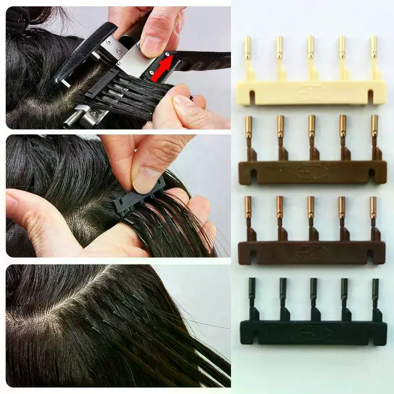 40Pcs Professional 6D Hair Extension Clip Black Brown Blonde Micro Ring for Hair Extension Machine Tool Supply Accessory