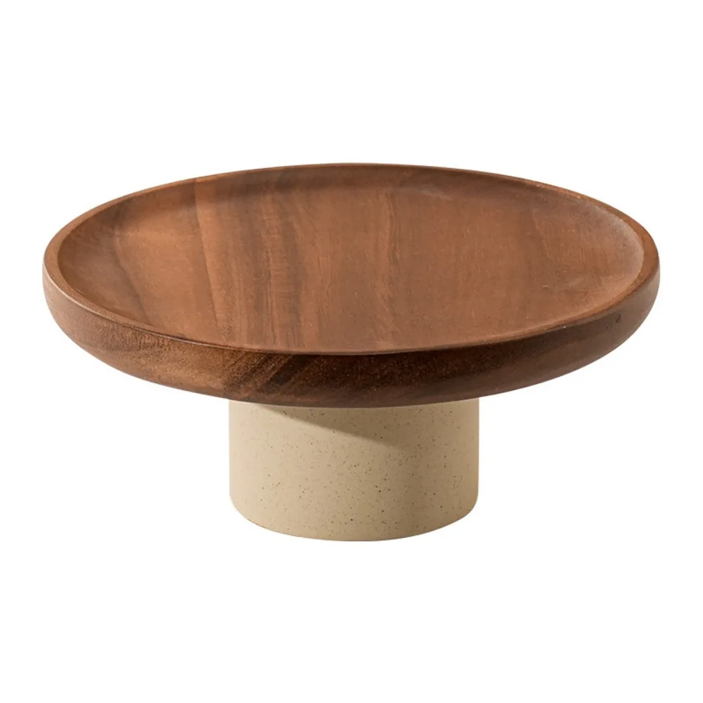 

Винтажная высокая подставка на ножках, простая декоративная круглая деревянная подставка для фруктов и тортов, кухонные аксессуары