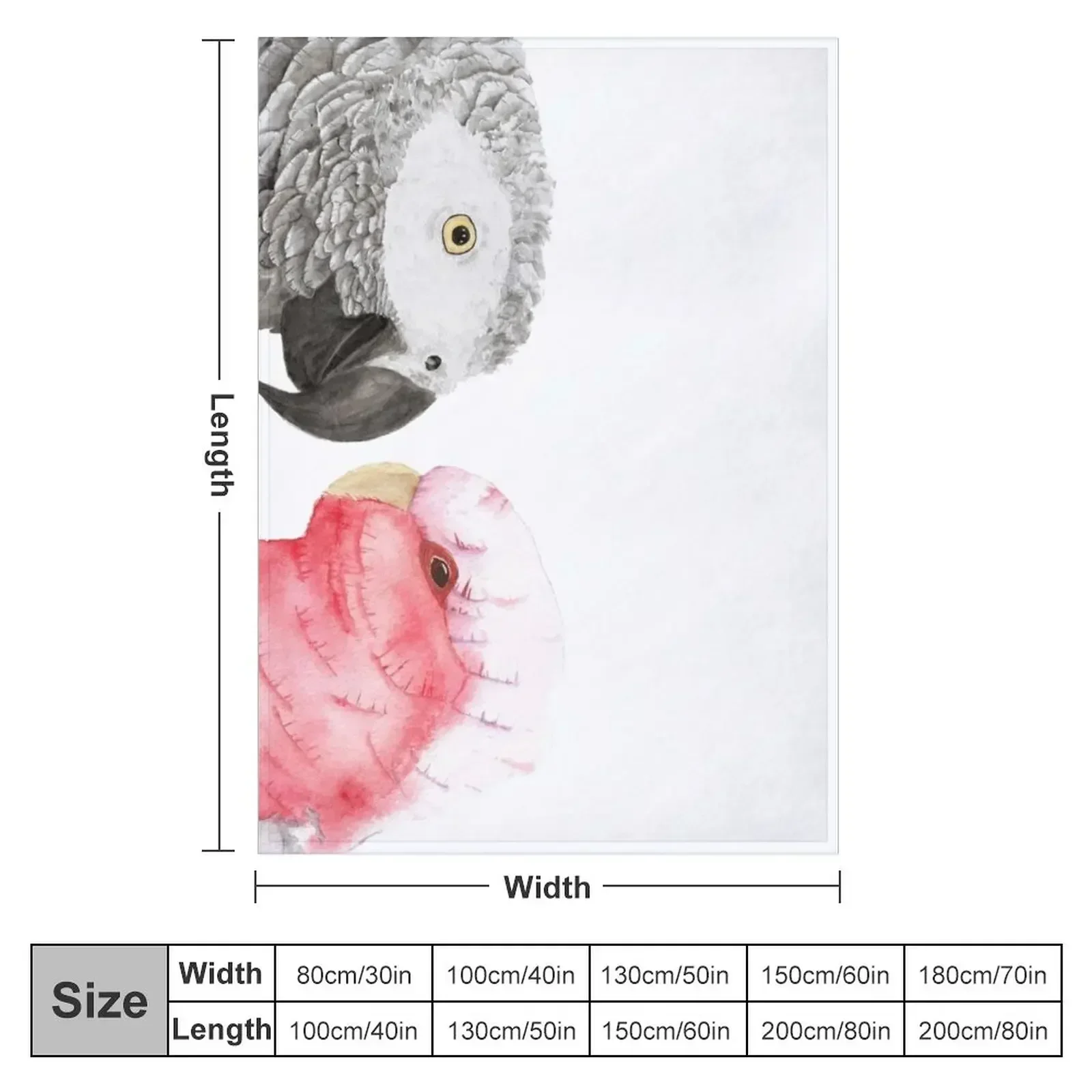 New African gray and pink cockatoo in watercolor Throw Blanket for babies Large manga wednesday Blankets